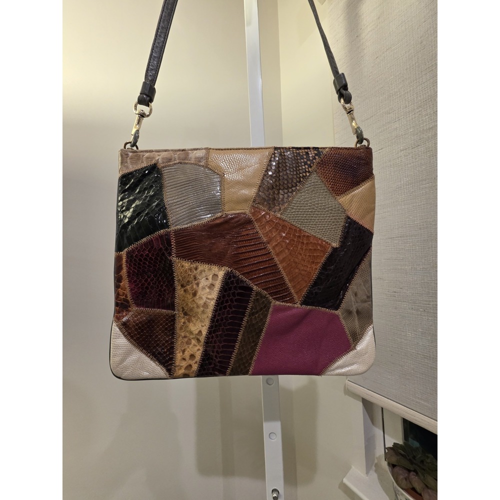 VTG Original By Caprice Patchwork Snakeskin Leather Handbag Made In USA Boho 70s